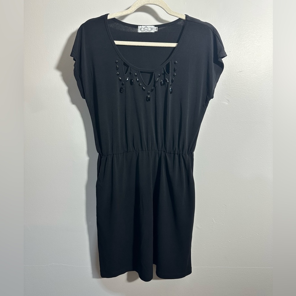 Trixxi Women’s S Embellished Neck Short Little Black Dress | SKU 0537